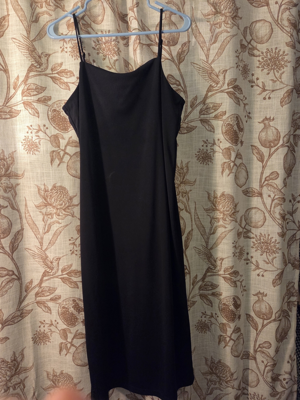 H&M Black Midi Slip Dress with Spaghetti Straps